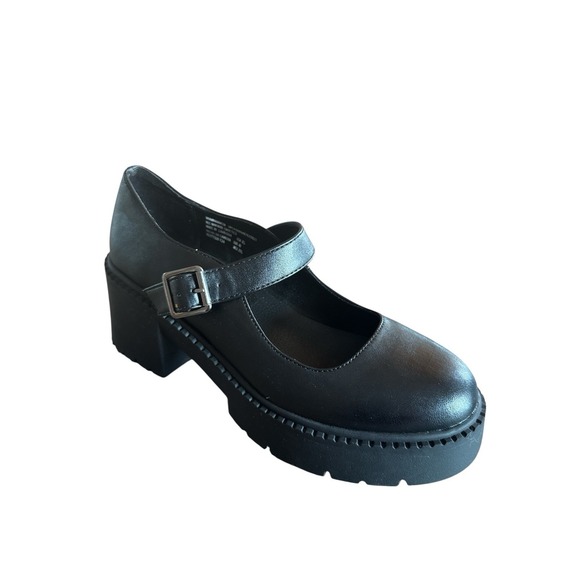 Madden NYC Black Lug Mary Jane Shoes Woman's Sz 8.5 Adjustable Straps Whimsgoth - Picture 8 of 10
